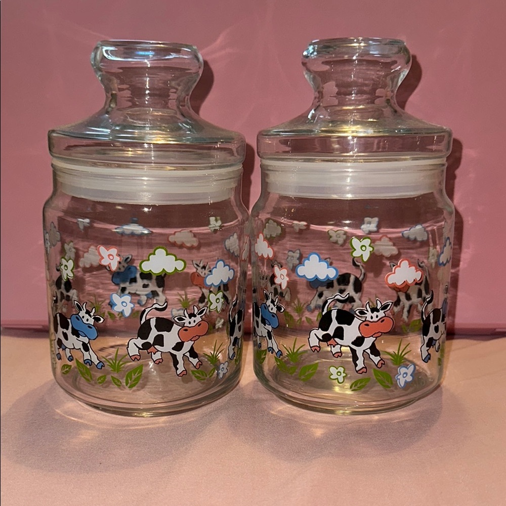 Cow Print Glass Canisters - Set of 2
